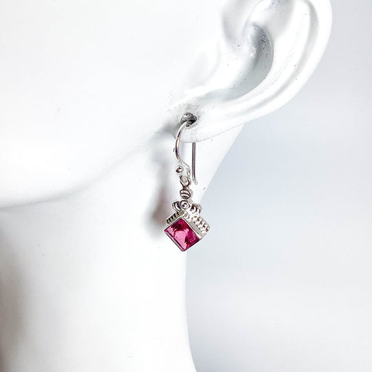 Pink Tourmaline Dangle Earrings-Rocks and Gems Canada