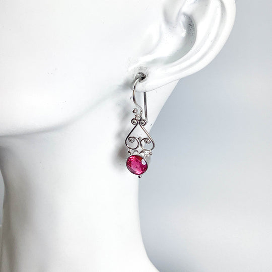 Pink Tourmaline Dangle Earrings-Rocks and Gems Canada