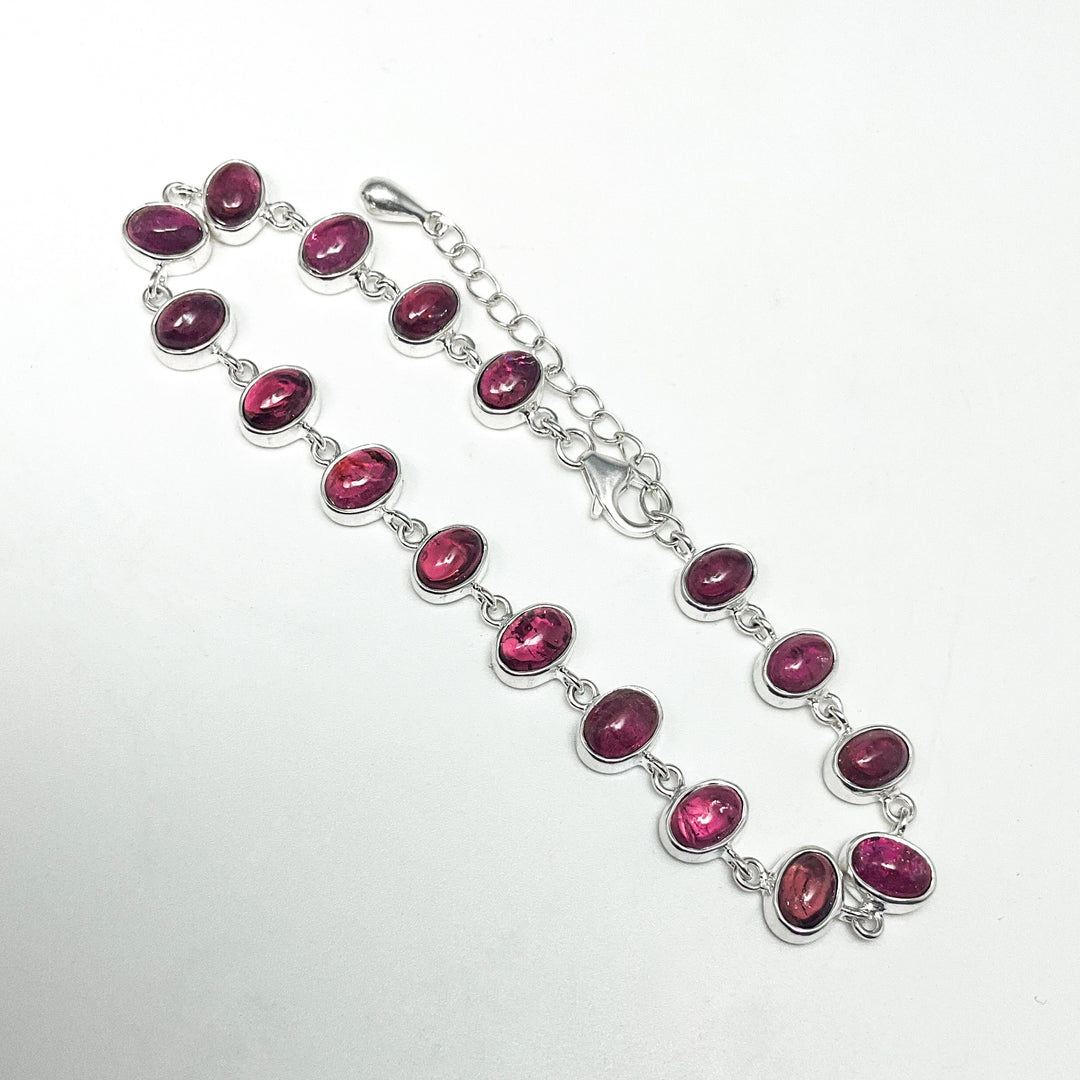 Pink Tourmaline Sterling Silver Bracelet-Rocks and Gems Canada