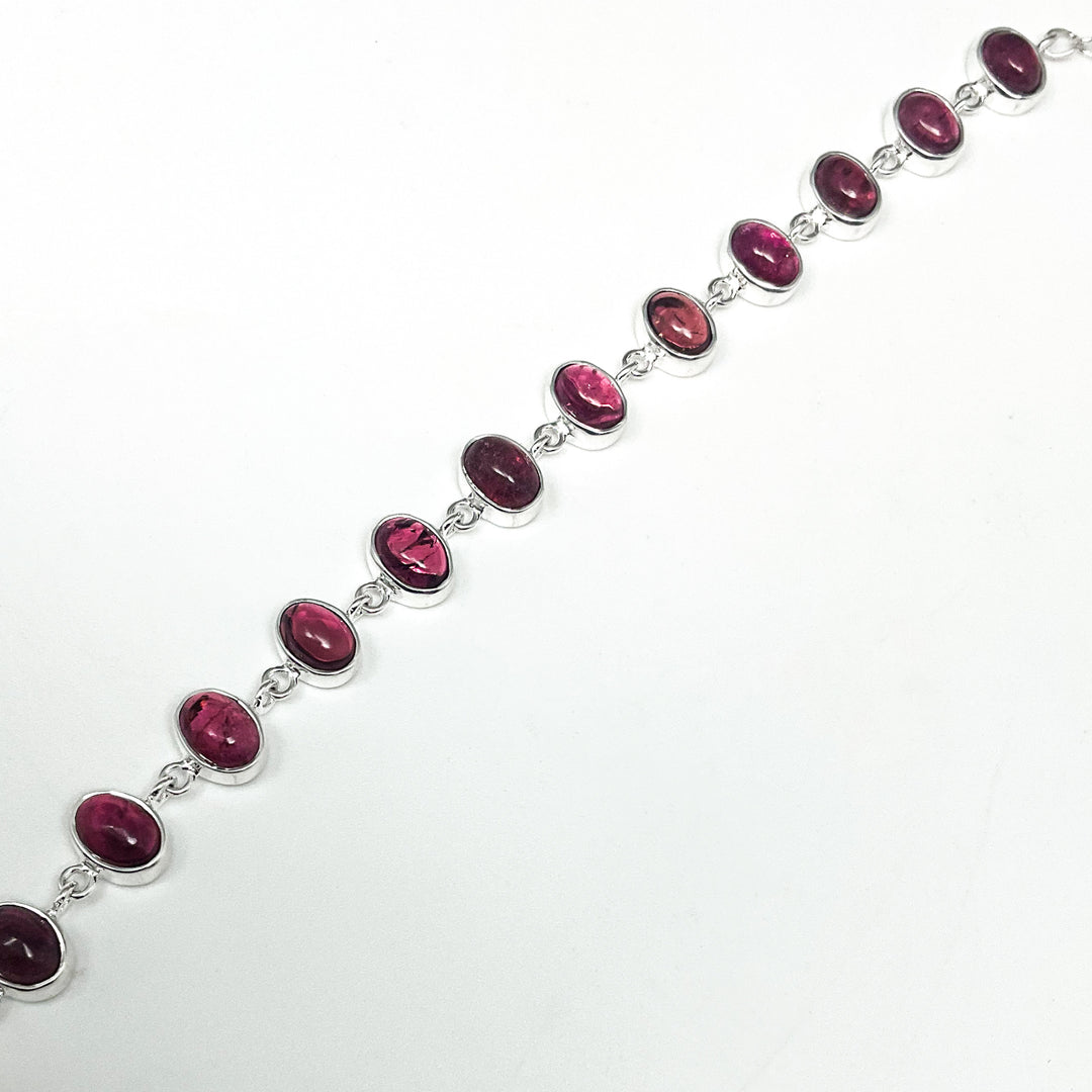 Pink Tourmaline Sterling Silver Bracelet-Rocks and Gems Canada