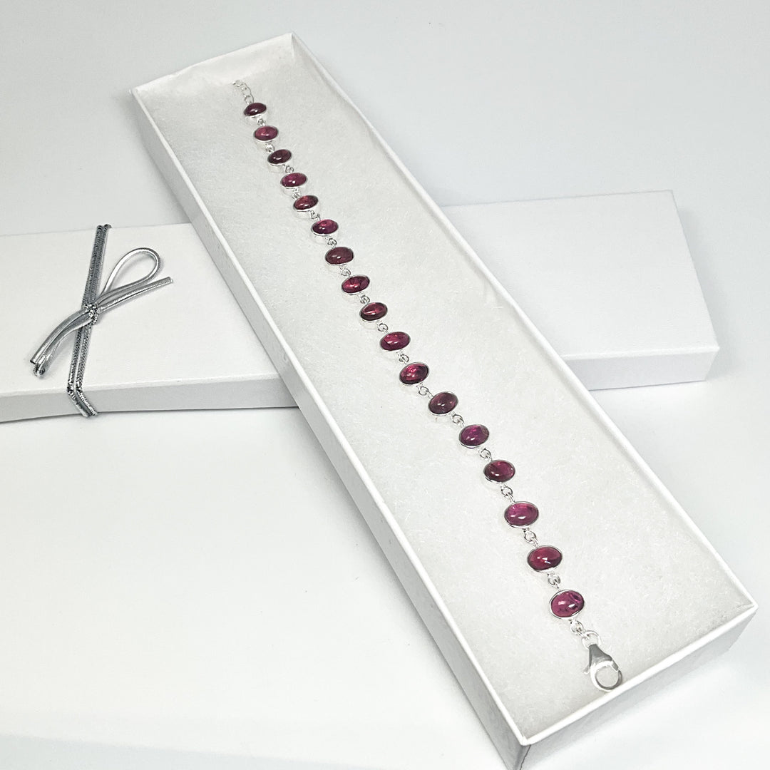 Pink Tourmaline Sterling Silver Bracelet-Rocks and Gems Canada