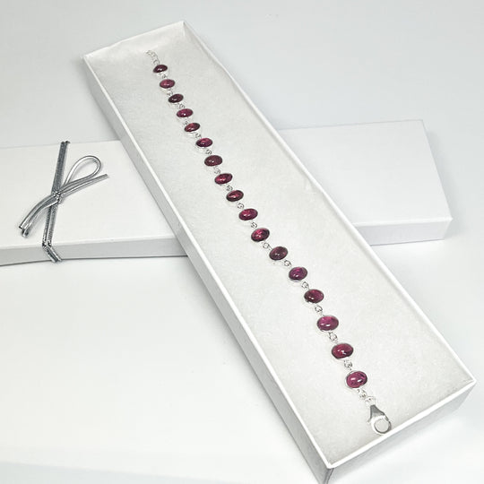 Pink Tourmaline Sterling Silver Bracelet-Rocks and Gems Canada