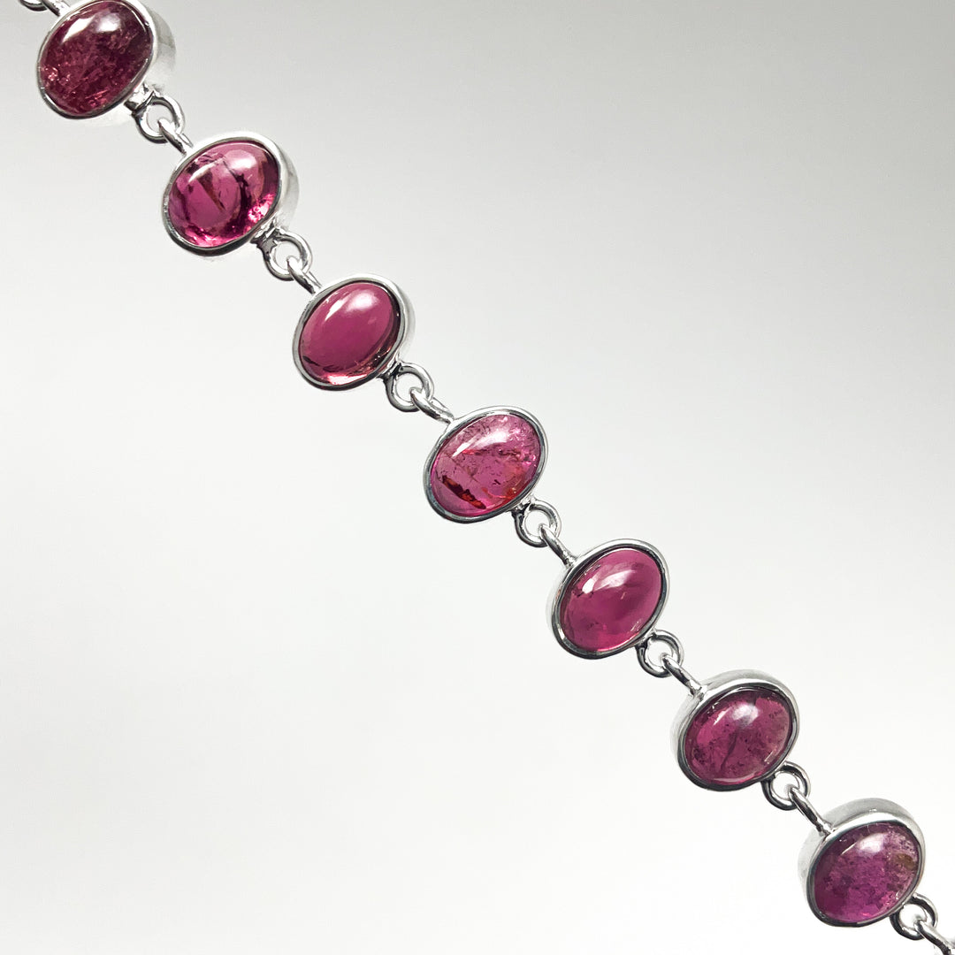 Pink Tourmaline Sterling Silver Bracelet-Rocks and Gems Canada
