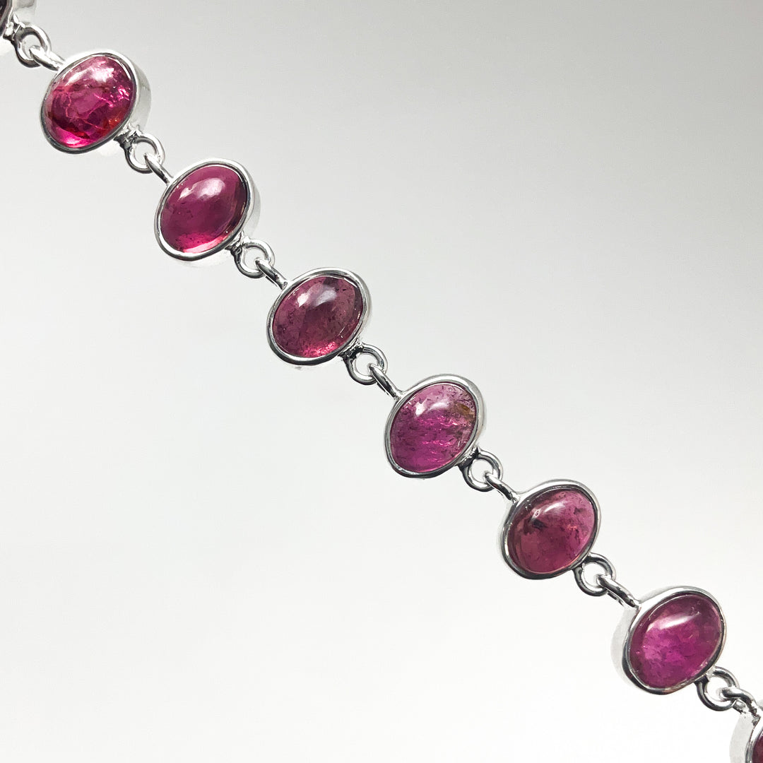 Pink Tourmaline Sterling Silver Bracelet-Rocks and Gems Canada