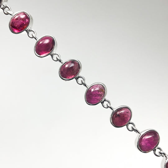 Pink Tourmaline Sterling Silver Bracelet-Rocks and Gems Canada