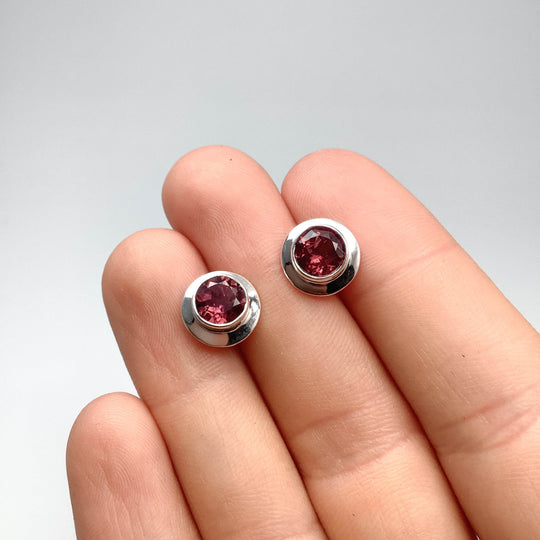 Pink Tourmaline Stud Earrings-Rocks and Gems Canada