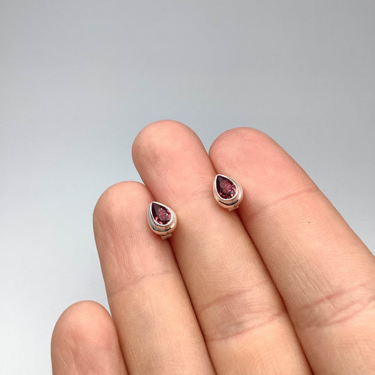 Pink Tourmaline Stud Earrings-Rocks and Gems Canada