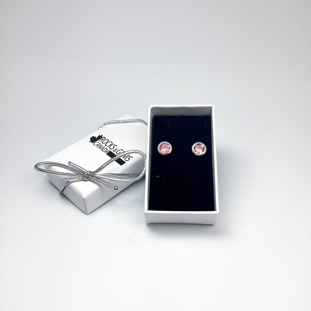 Pink Tourmaline Stud Earrings-Rocks and Gems Canada