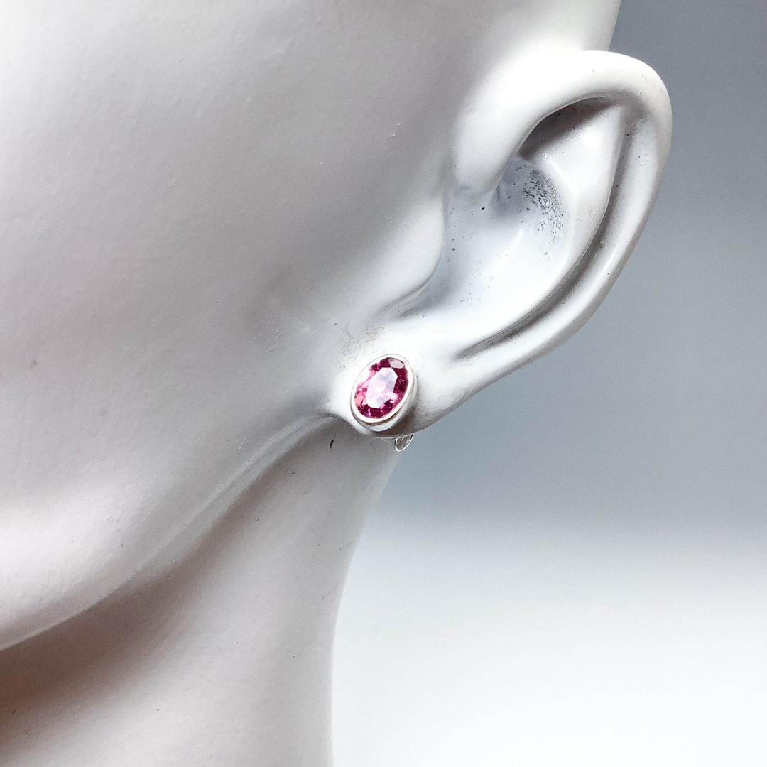 Pink Tourmaline Stud Earrings-Rocks and Gems Canada