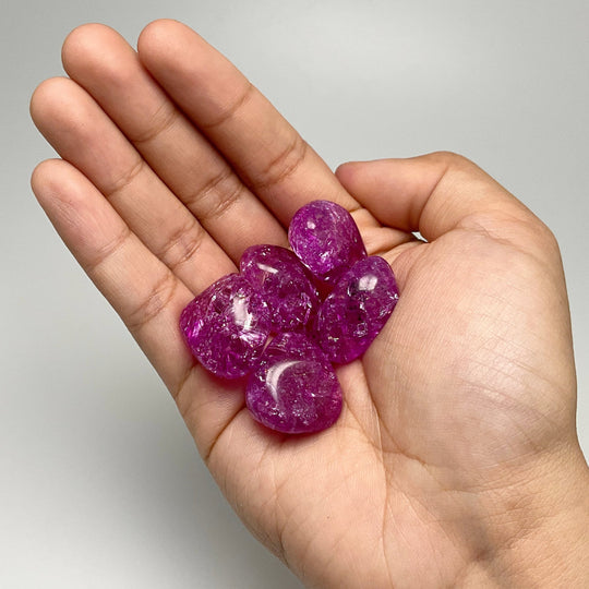 Pink Crackle Quartz Small Tumbles Pouch - Rocks and Gems Canada
