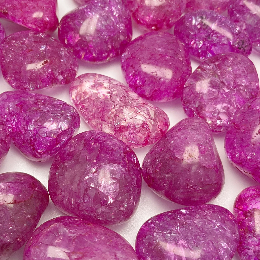 Pink Crackle Quartz Small Tumbles Pouch - Rocks and Gems Canada