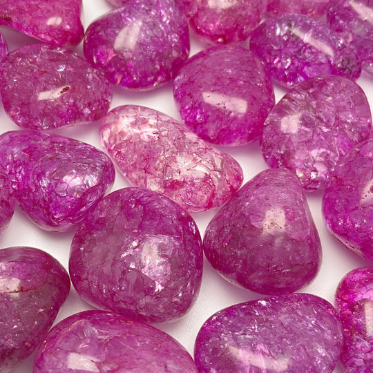 Pink Crackle Quartz Small Tumbles Pouch - Rocks and Gems Canada
