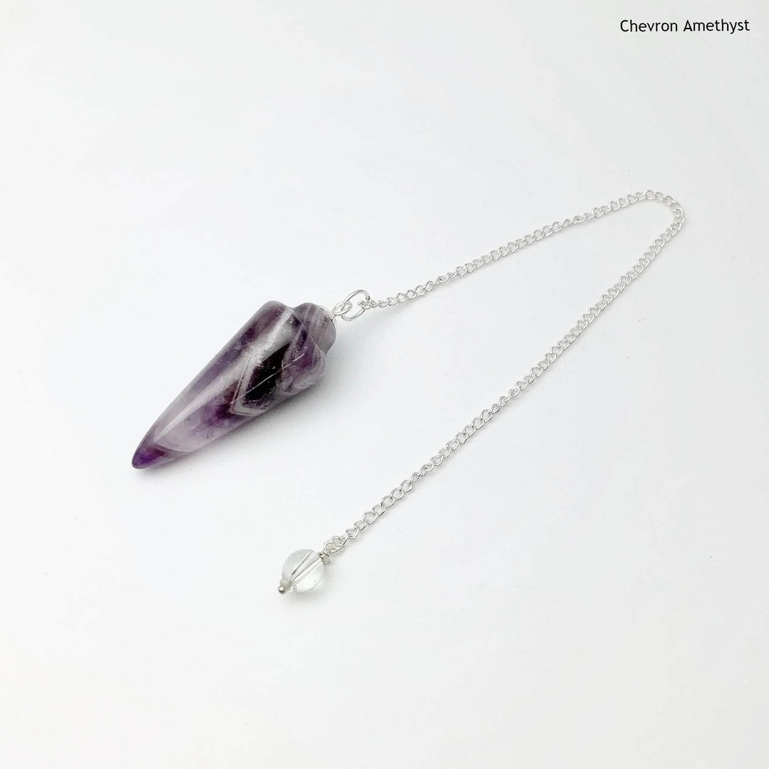 Polished Gemstone Pendulum with Quartz Bead-Rocks and Gems Canada