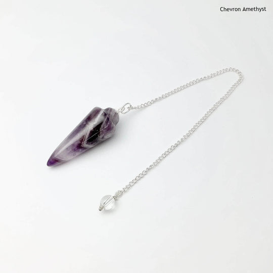 Polished Gemstone Pendulum with Quartz Bead-Rocks and Gems Canada
