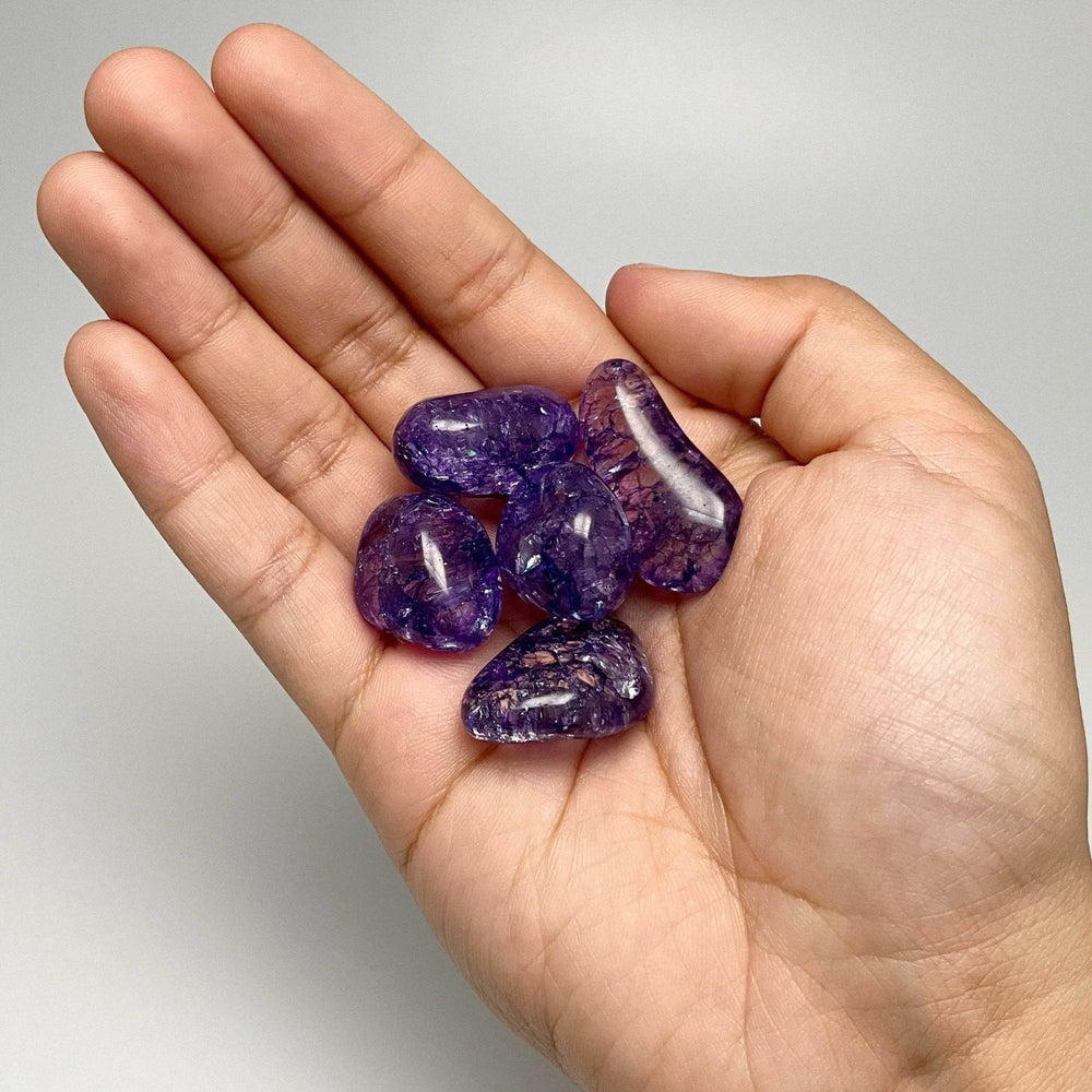 Purple Crackle Quartz Small Tumbles Pouch-Rocks and Gems Canada