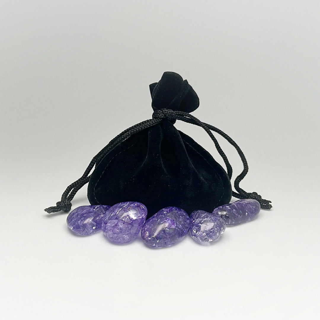 Purple Crackle Quartz Small Tumbles Pouch - Rocks and Gems Canada