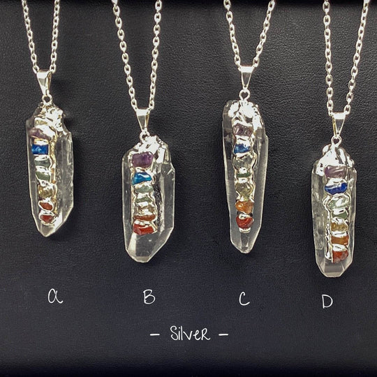 Quartz Point with Chakra Gemstones Necklace-Rocks and Gems Canada