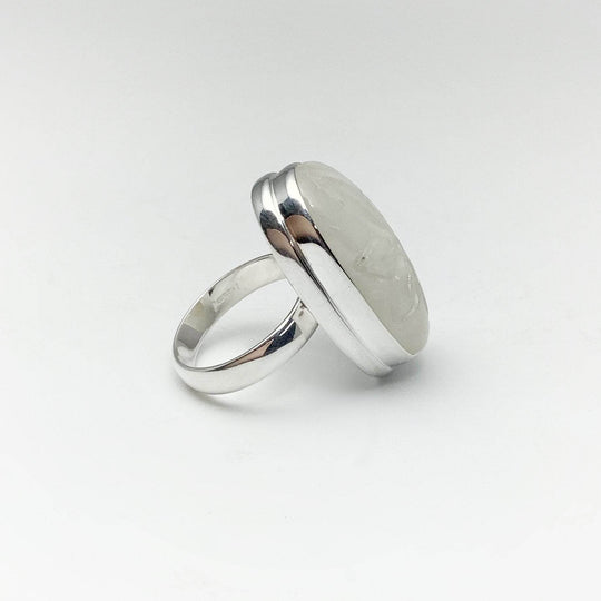 Rainbow Moonstone Flower Carving Ring-Rocks and Gems Canada