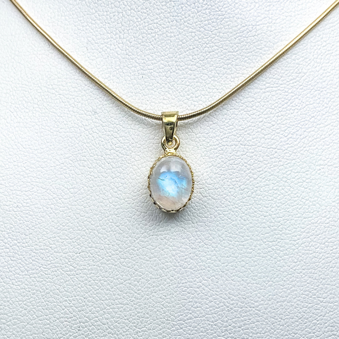 Rainbow Moonstone Gold Finish Pendant-Rocks and Gems Canada