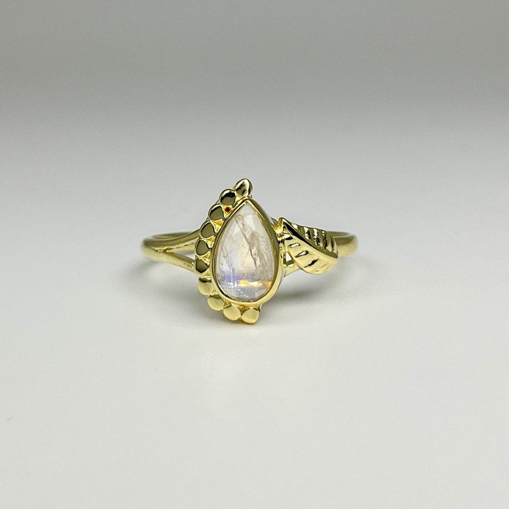 Rainbow Moonstone Gold Plated Ring-Rocks and Gems Canada