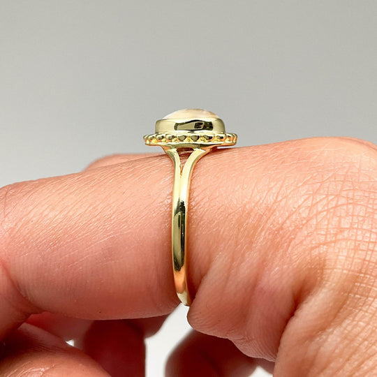 Rainbow Moonstone Gold Plated Ring-Rocks and Gems Canada