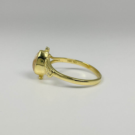 Rainbow Moonstone Gold Plated Ring-Rocks and Gems Canada