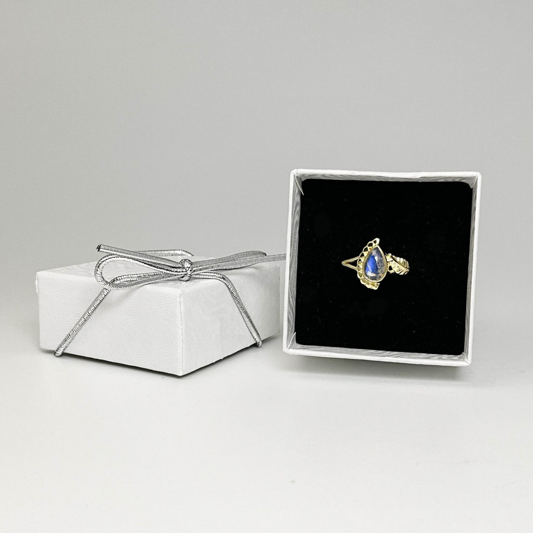 Rainbow Moonstone Gold Plated Ring-Rocks and Gems Canada
