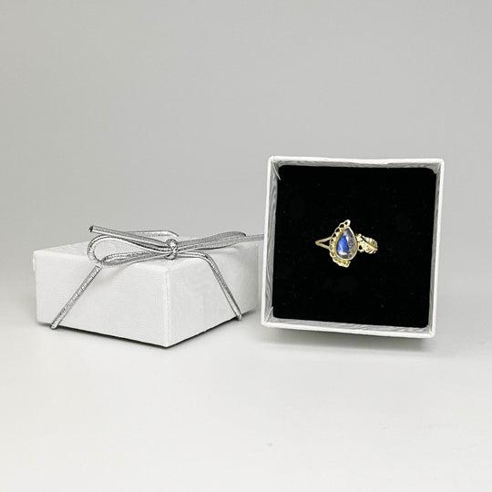 Rainbow Moonstone Gold Plated Ring-Rocks and Gems Canada