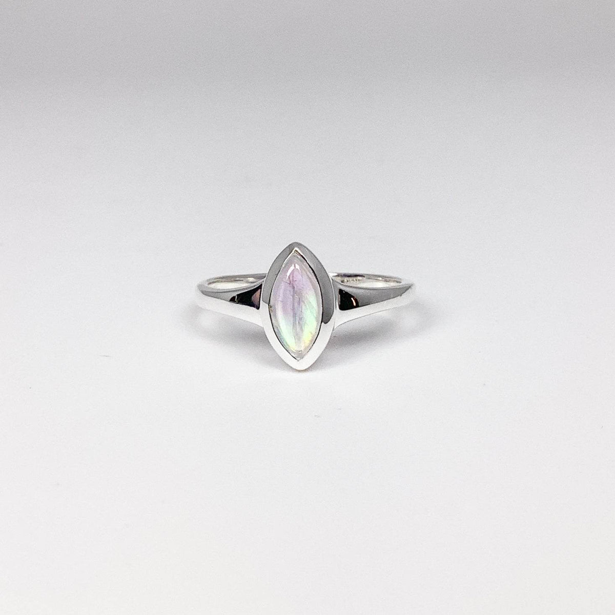 Rainbow Moonstone Heart Ring-Rocks and Gems Canada
