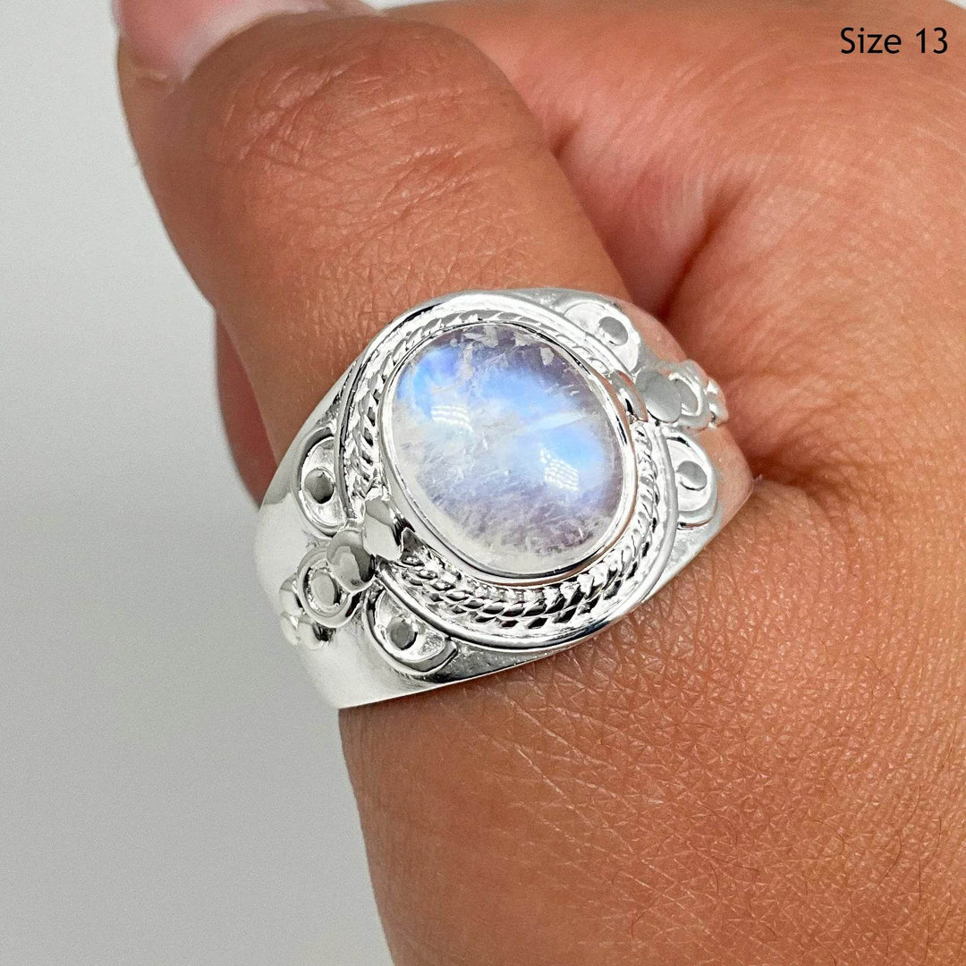 Rainbow Moonstone Ring-Rocks and Gems Canada