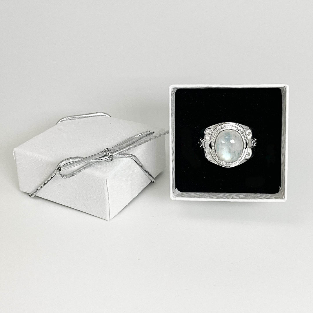 Rainbow Moonstone Ring-Rocks and Gems Canada