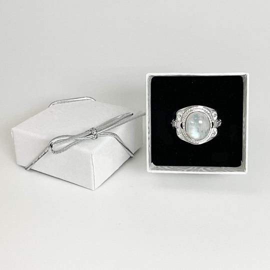 Rainbow Moonstone Ring-Rocks and Gems Canada