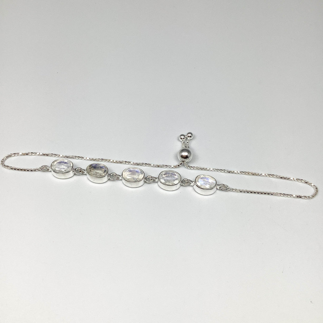Rainbow Moonstone Sterling Silver Bracelet-Rocks and Gems Canada