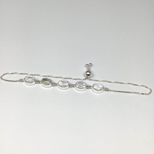 Rainbow Moonstone Sterling Silver Bracelet-Rocks and Gems Canada