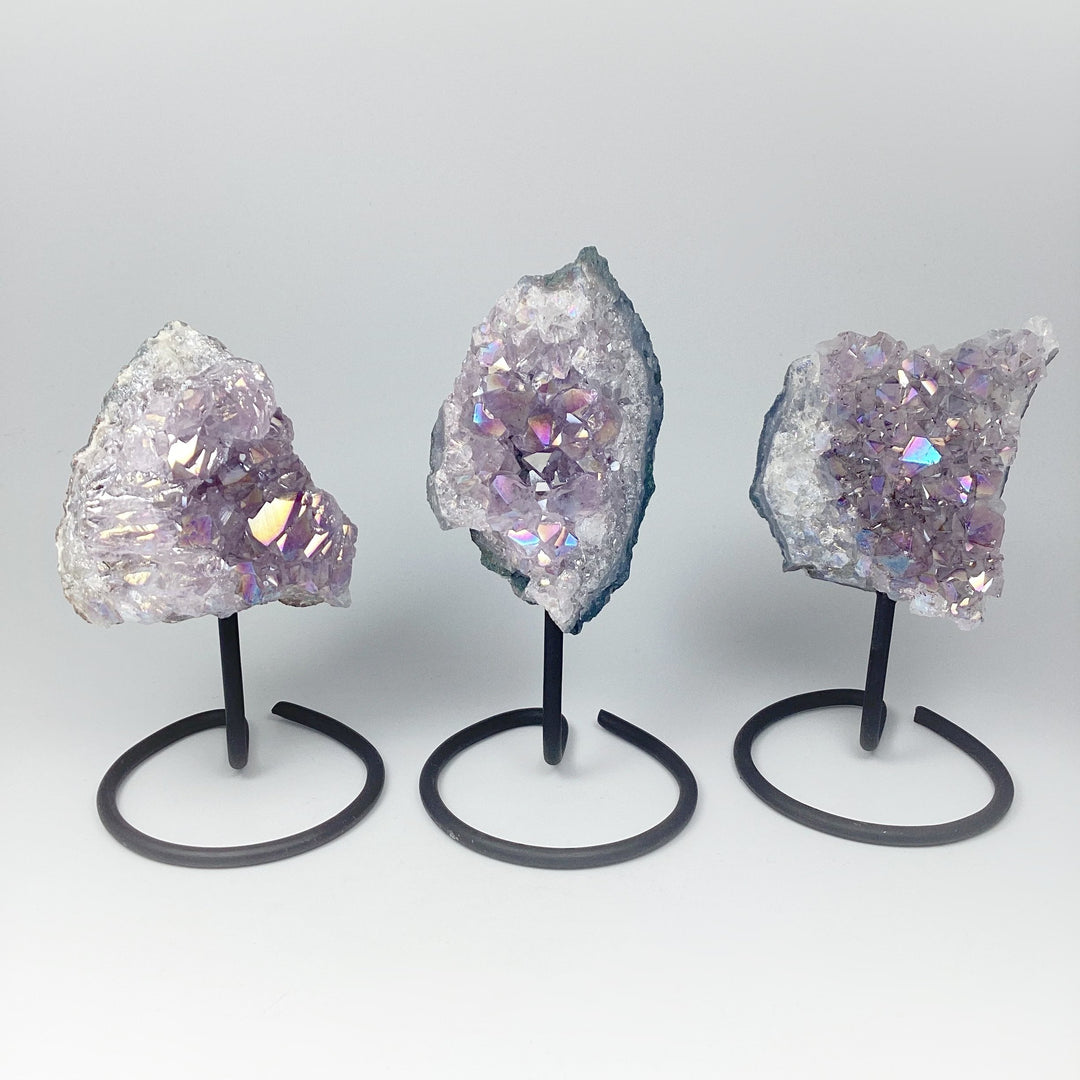 Rainbow Amethyst Druze Cluster On Stand - Rocks and Gems Canada