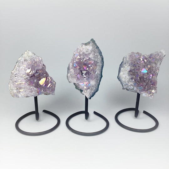 Rainbow Amethyst Druze Cluster On Stand - Rocks and Gems Canada