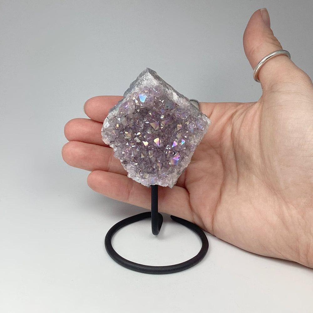 Rainbow Amethyst Druze Cluster On Stand - Rocks and Gems Canada