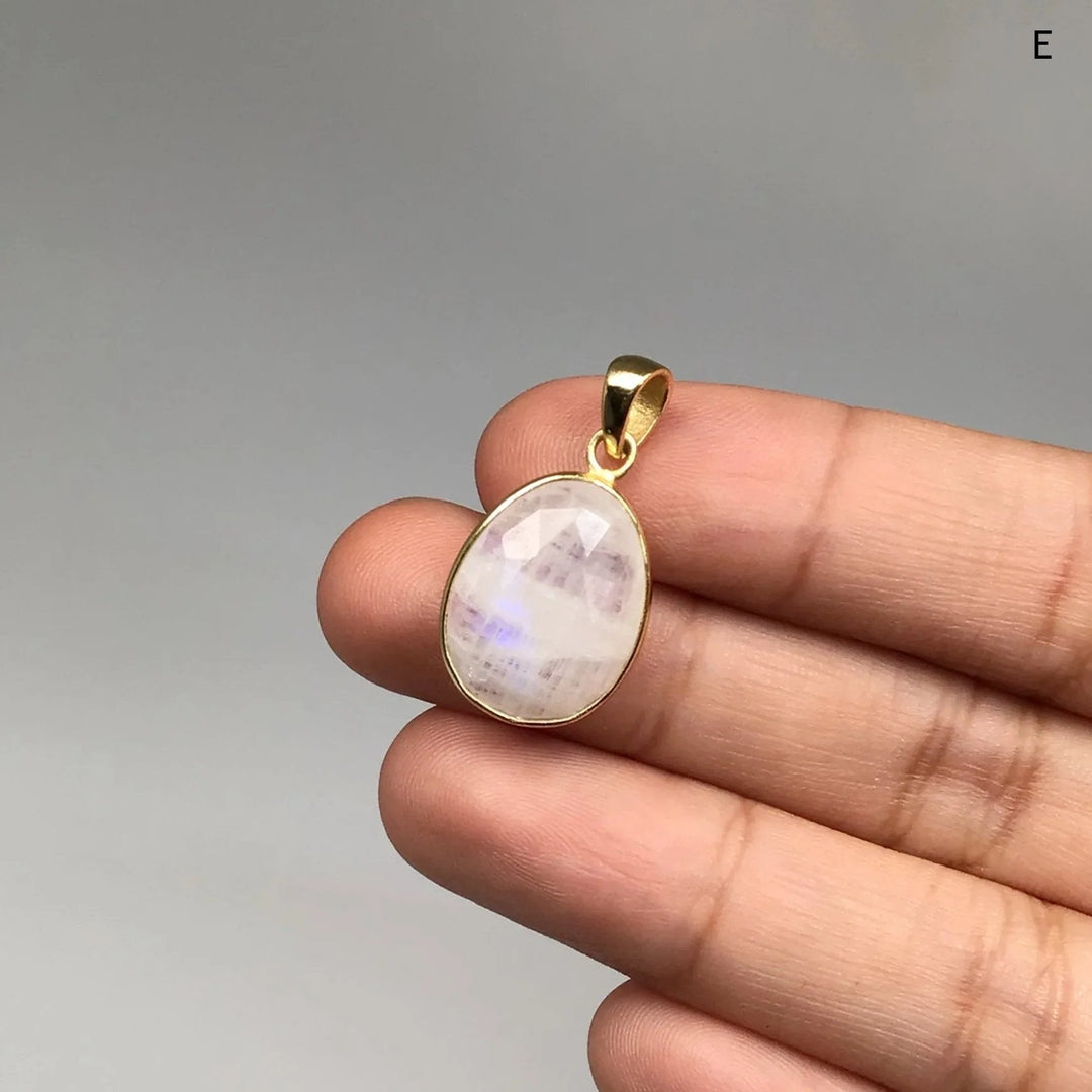 Rainbow Moonstone Gold Finish Pendant - Rocks and Gems Canada