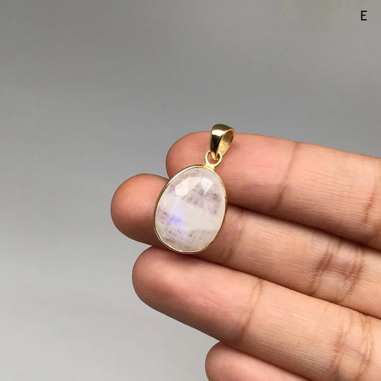 Rainbow Moonstone Gold Finish Pendant - Rocks and Gems Canada