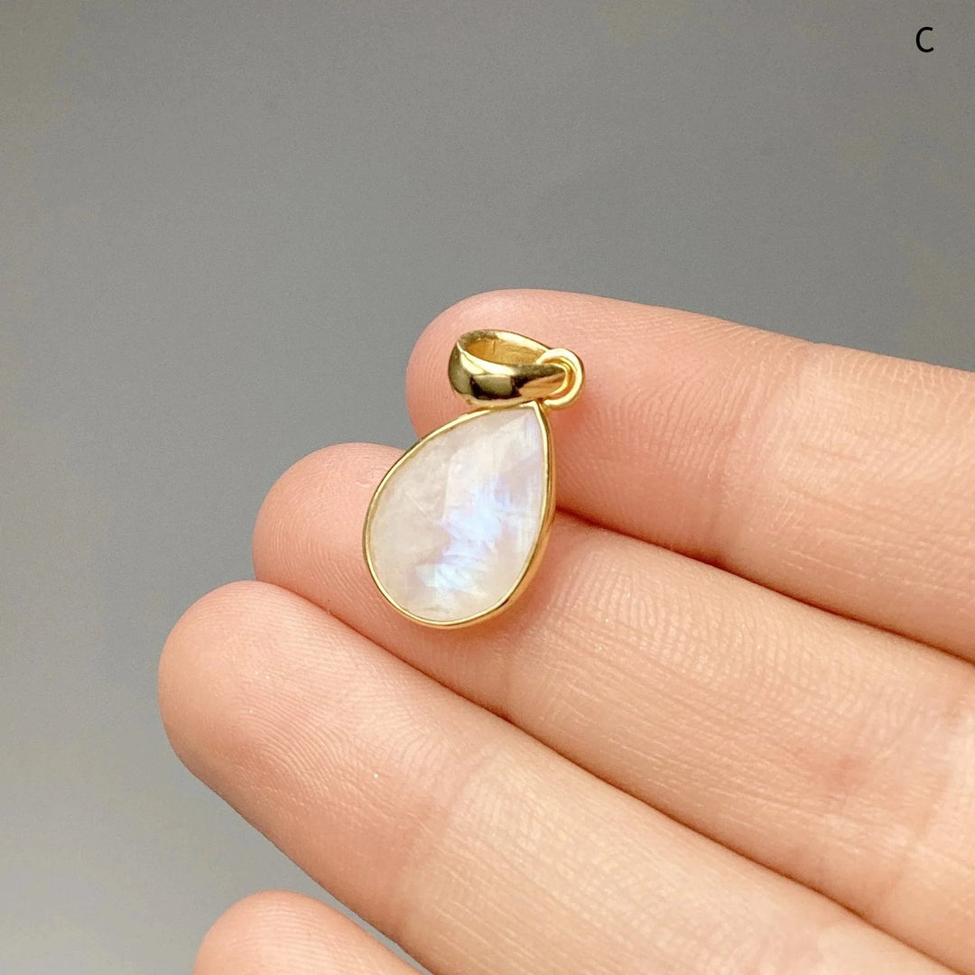 Rainbow Moonstone Gold Finish Pendant - Rocks and Gems Canada