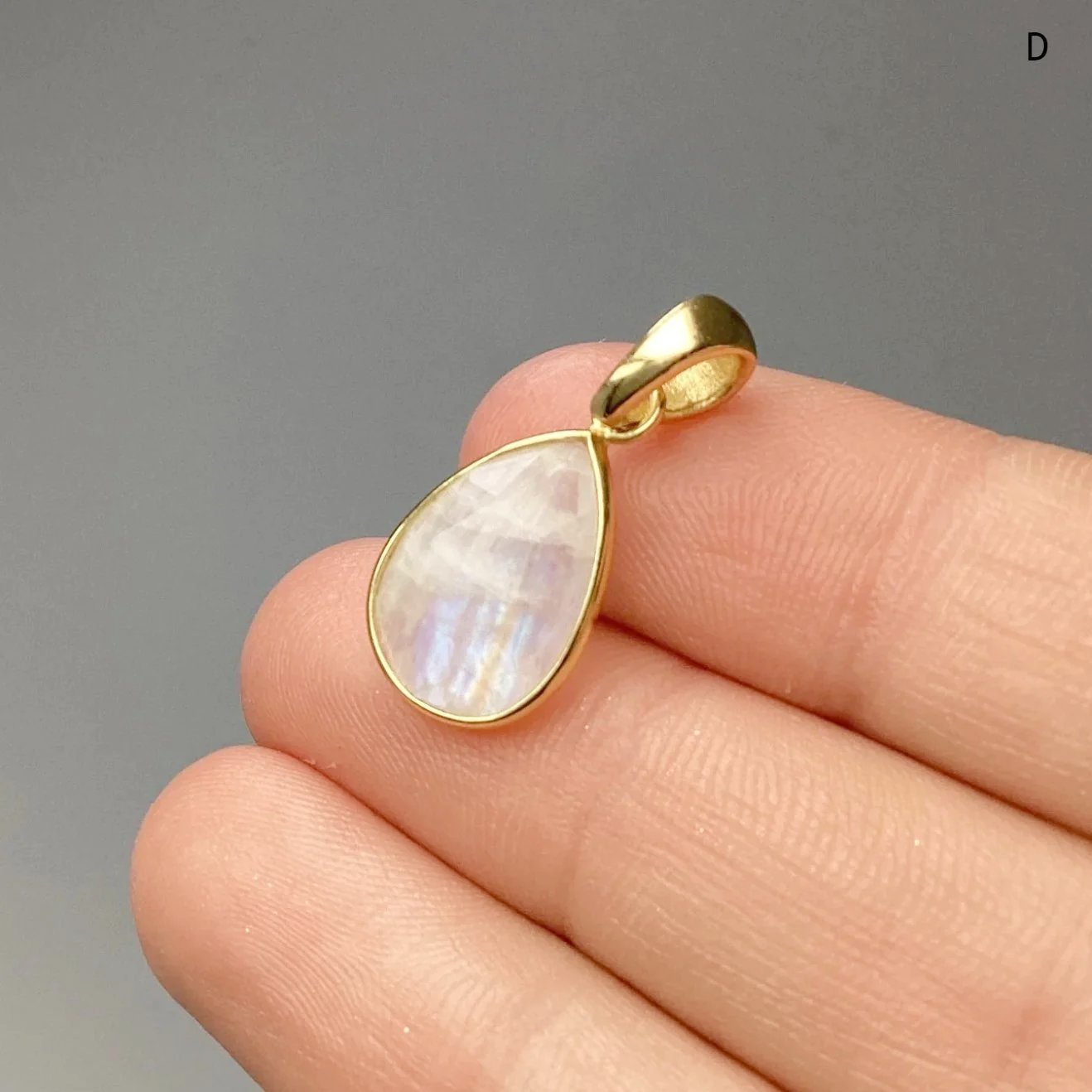 Rainbow Moonstone Gold Finish Pendant