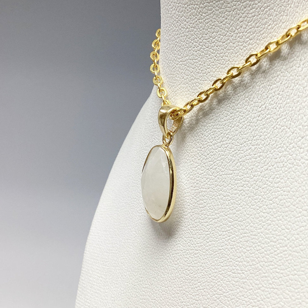 Rainbow Moonstone Gold Finish Pendant - Rocks and Gems Canada