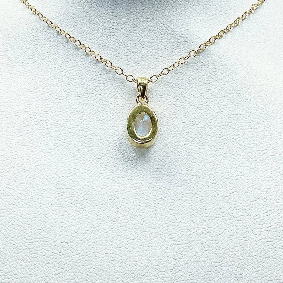 Rainbow Moonstone Gold Finish Pendant - Rocks and Gems Canada