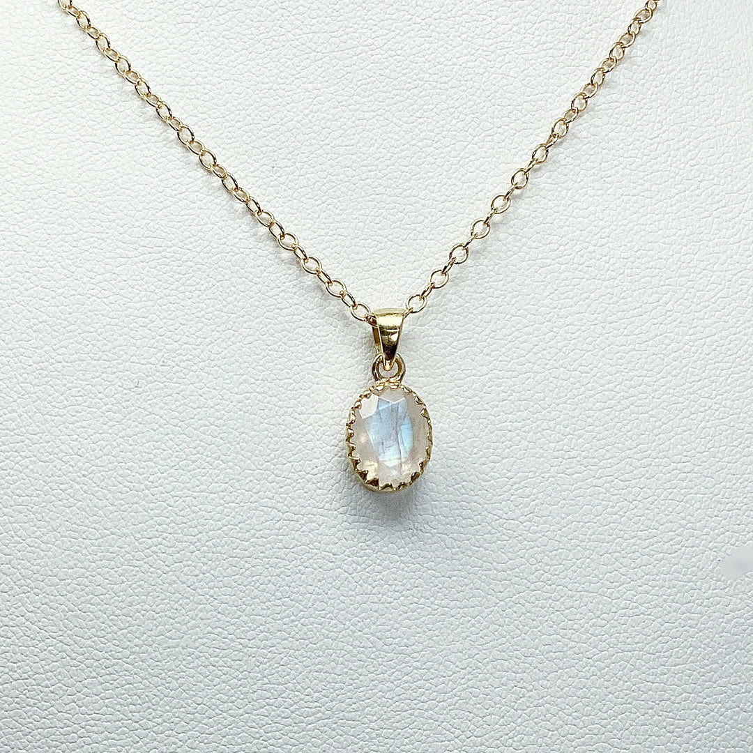 Rainbow Moonstone Gold Finish Pendant - Rocks and Gems Canada