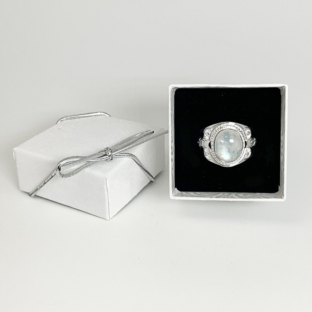 Rainbow Moonstone Ring - Rocks and Gems Canada