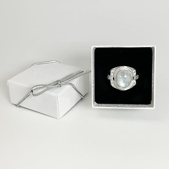 Rainbow Moonstone Ring - Rocks and Gems Canada