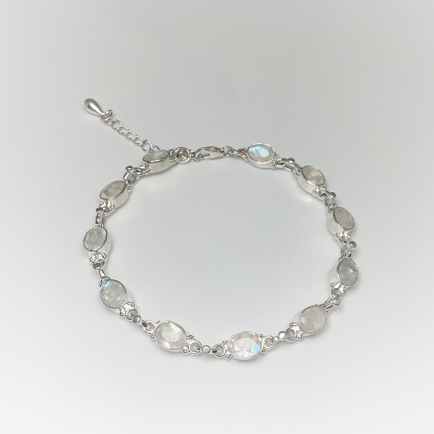 Rainbow Moonstone Sterling Silver Bracelet