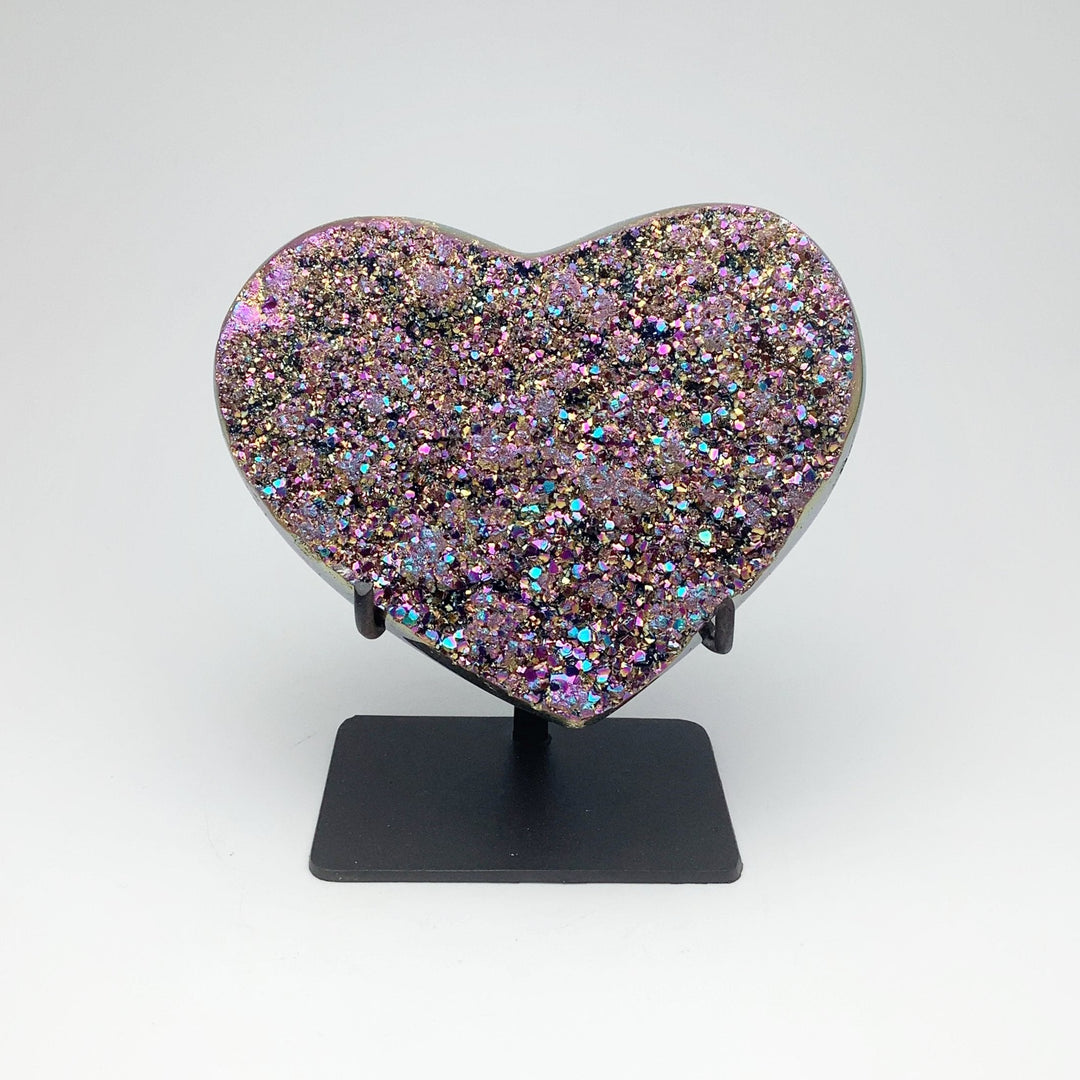 Titanium Quartz Heart on Stand - Rocks and Gems Canada