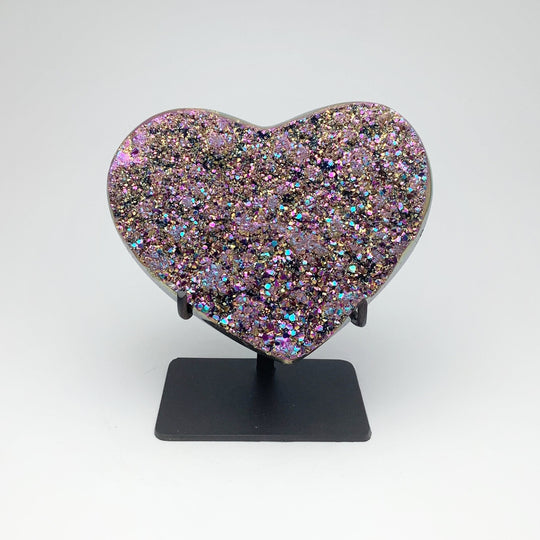 Titanium Quartz Heart on Stand - Rocks and Gems Canada