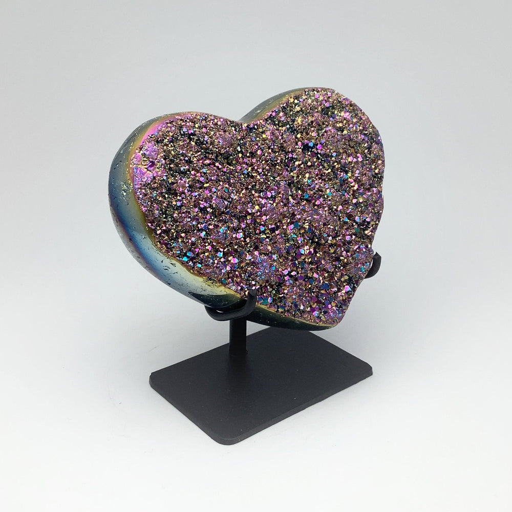 Titanium Quartz Heart on Stand - Rocks and Gems Canada